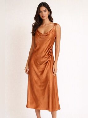 Copper Satin Slip Dress Chemise